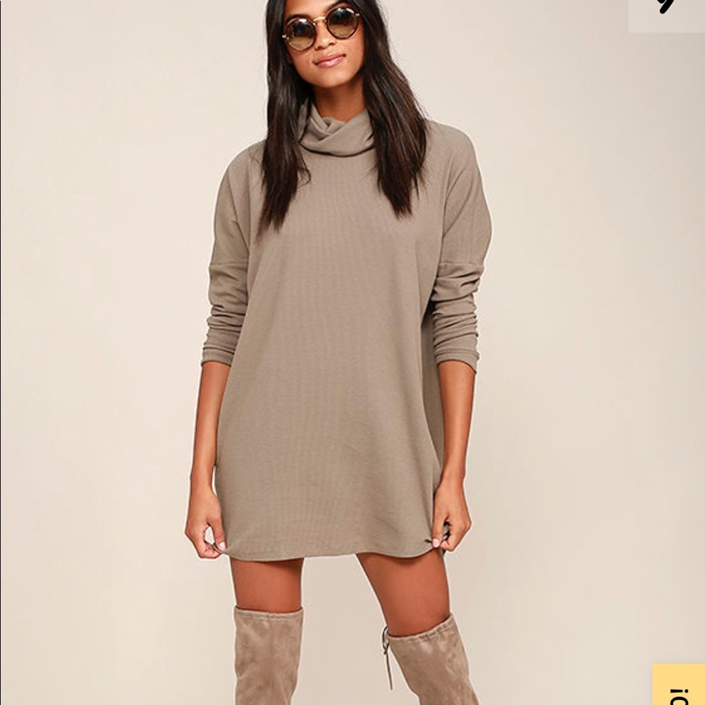 Taupe Long Sleeve Dress - Picture 1 of 6